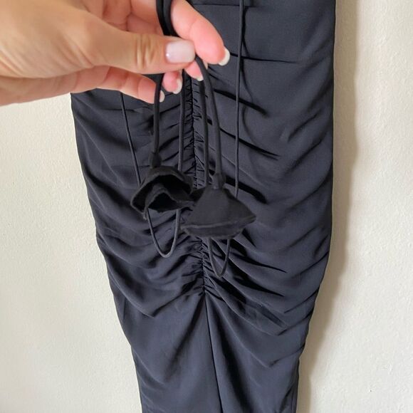 J Crew Collection Midi Black Dress Ruched Strapless Size 0 - Picture 13 of 14